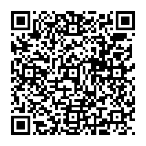 Black and white QR code with positioning squares in three corners on white background